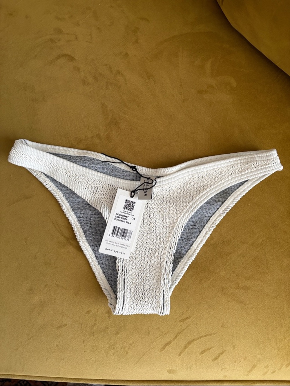 Bond-Eye Bound Brief Bikini Bottom Coconut Milk – 
Crinkle Stretch, One Size